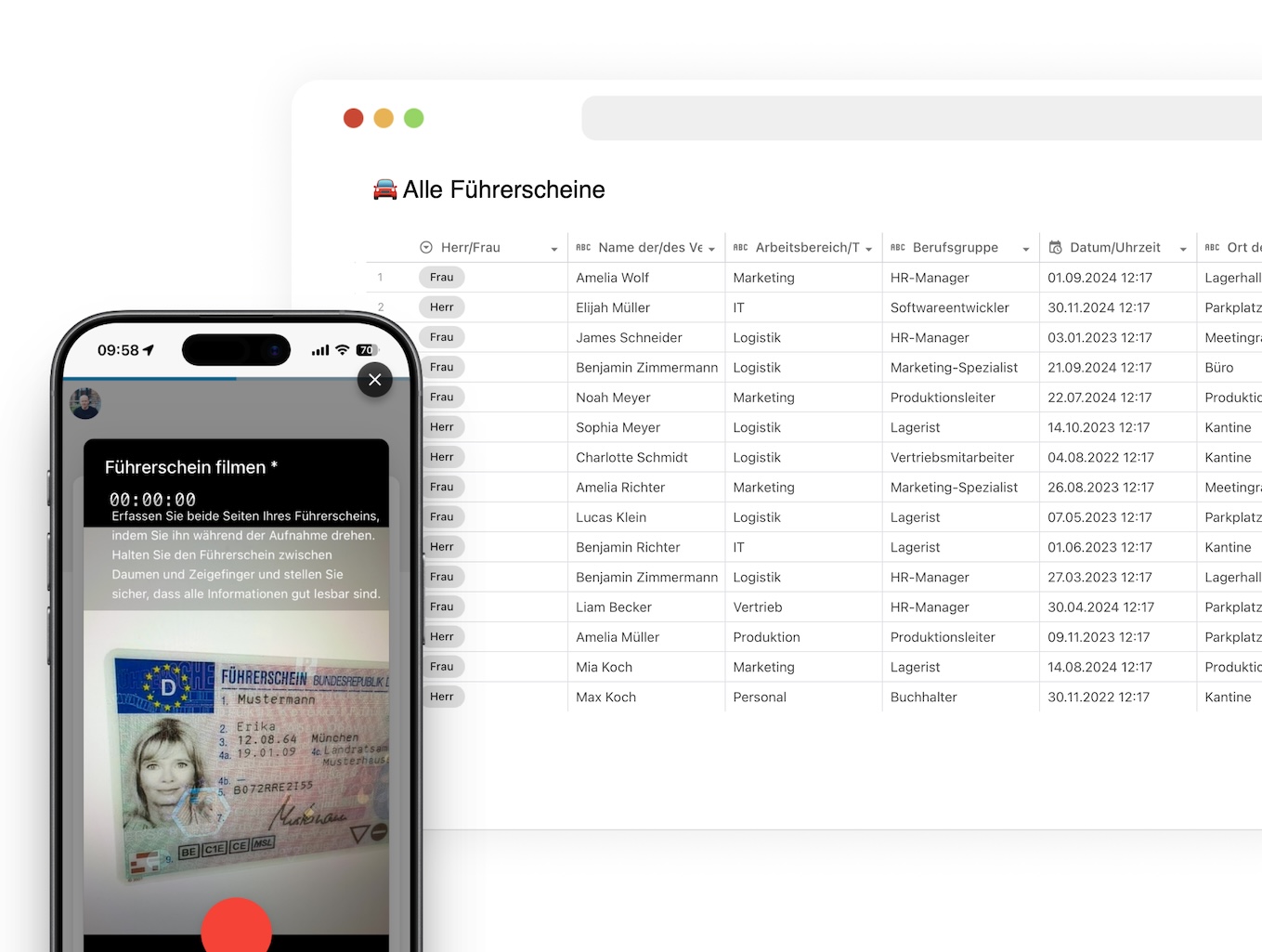 Führerscheinkontrolle per Smartphone und Übersicht aller Führerscheine in ApptiveFleet